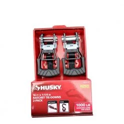 Husky 16 ft. x 1.25 in. Ratchet Tie-Down Straps with S-Hook (2-Pack)