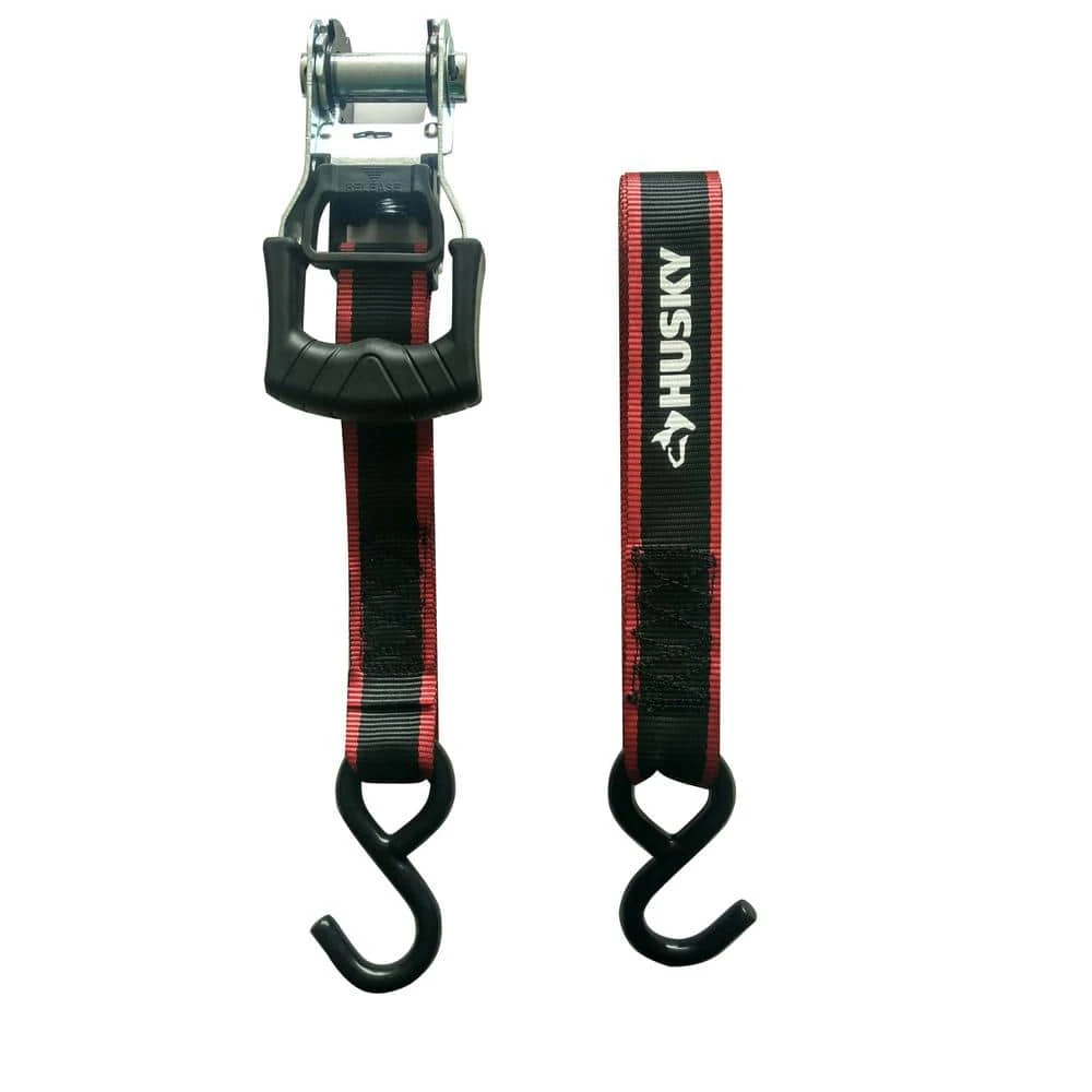 Husky 16 ft. x 1.25 in. Ratchet Tie-Down Straps with S-Hook (2-Pack) 9 Husky 16 ft. x 1.25 in. Ratchet Tie-Down Straps with S-Hook (2-Pack) - Image 7