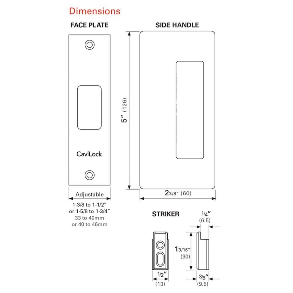 CS CAVITY SLIDER 200 Series CaviLock 1-3/4 in. Oil Rubbed Bronze Non-Magnetic Passage Pocket Door Lock 4 CS CAVITY SLIDER 200 Series CaviLock 1-3/4 in. Oil Rubbed Bronze Non-Magnetic Passage Pocket Door Lock - Image 2