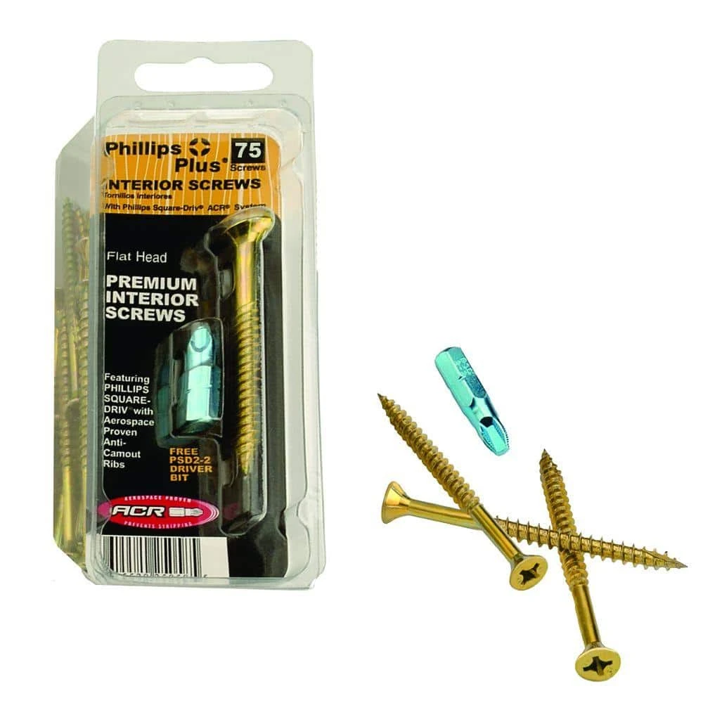 #9 3-1/2 in. Phillips-Square Flat-Head Wood Screws (75-Pack) 3 #9 3-1/2 in. Phillips-Square Flat-Head Wood Screws (75-Pack)