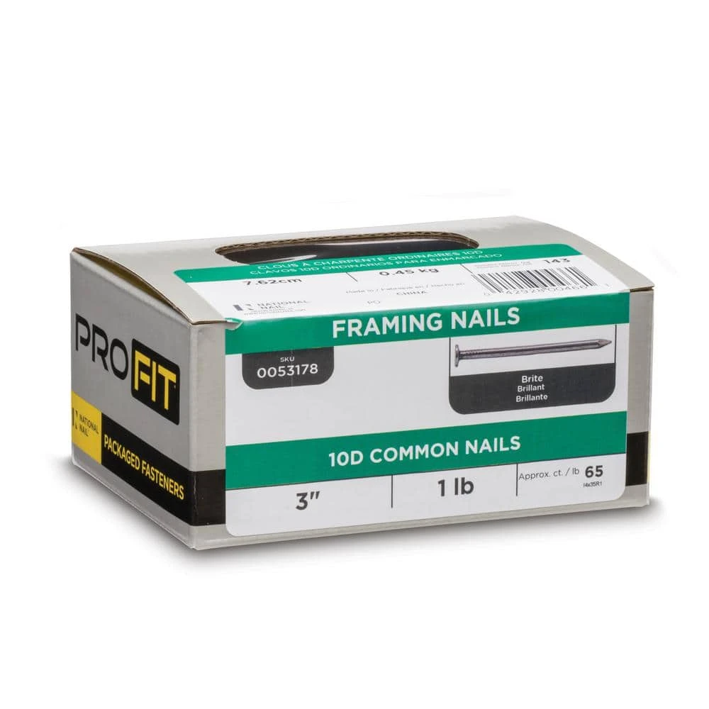 PRO-FIT 3 in. (10D) Brite Smooth Common Nail 1 lb. (65-Count) 6 PRO-FIT 3 in. (10D) Brite Smooth Common Nail 1 lb. (65-Count) - Image 4
