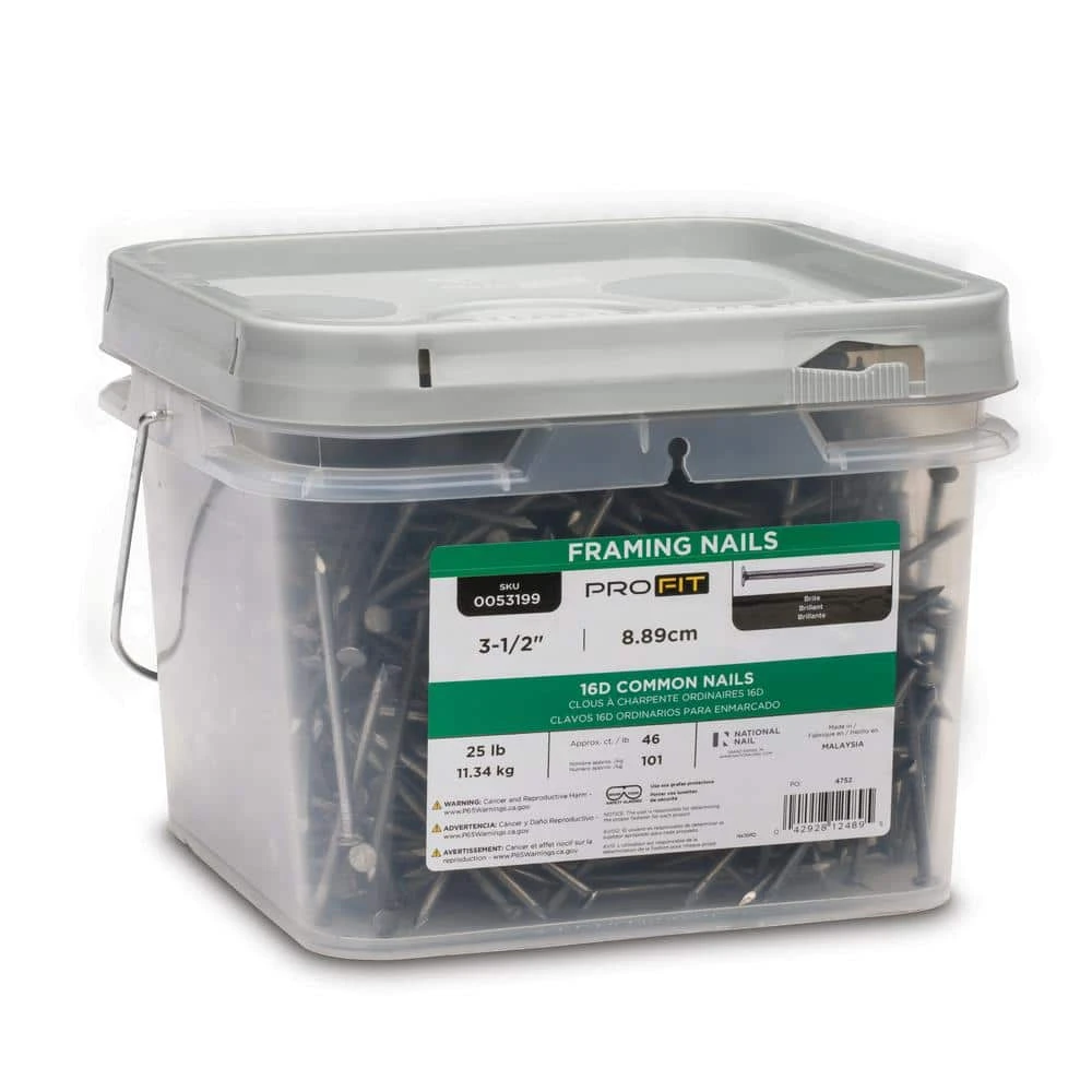 PRO-FIT 3-1/2 in. (16D) Brite Smooth Common Nail 25 lbs. (1150-Count) 6 PRO-FIT 3-1/2 in. (16D) Brite Smooth Common Nail 25 lbs. (1150-Count) - Image 4