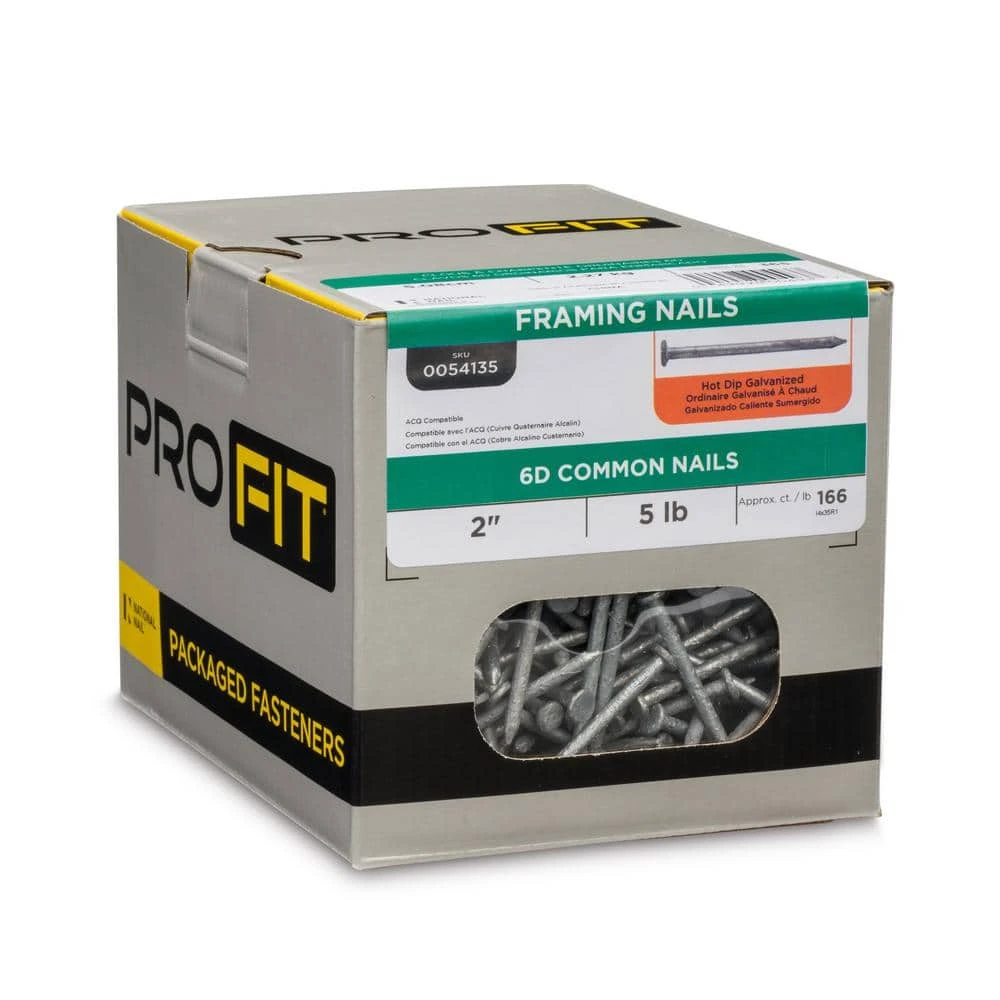 PRO-FIT 2 in. (6D) Hot Dipped Galvanized Smooth Common Nail 5 lbs. (830-Count) 6 PRO-FIT 2 in. (6D) Hot Dipped Galvanized Smooth Common Nail 5 lbs. (830-Count) - Image 4