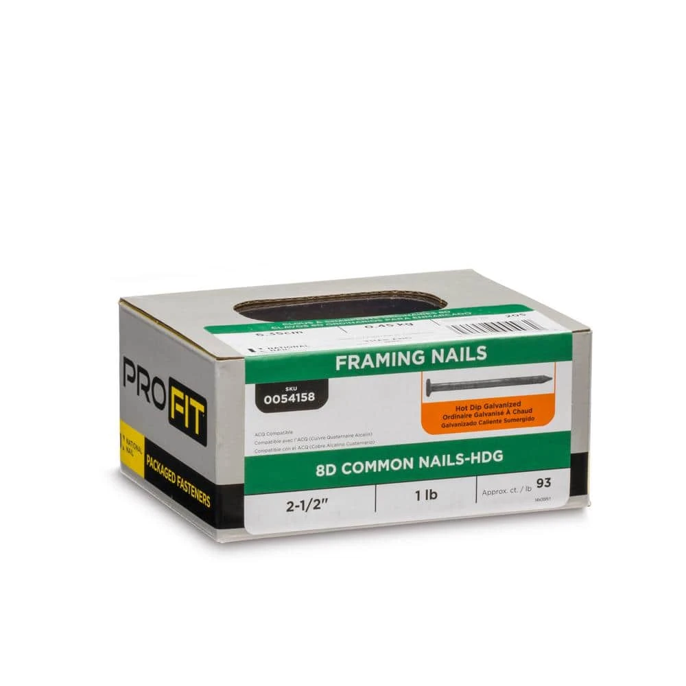 PRO-FIT 2-1/2 in. (8D) Hot Dipped Galvanized Smooth Common Nail 1 lb. (93-Count) 6 PRO-FIT 2-1/2 in. (8D) Hot Dipped Galvanized Smooth Common Nail 1 lb. (93-Count) - Image 4
