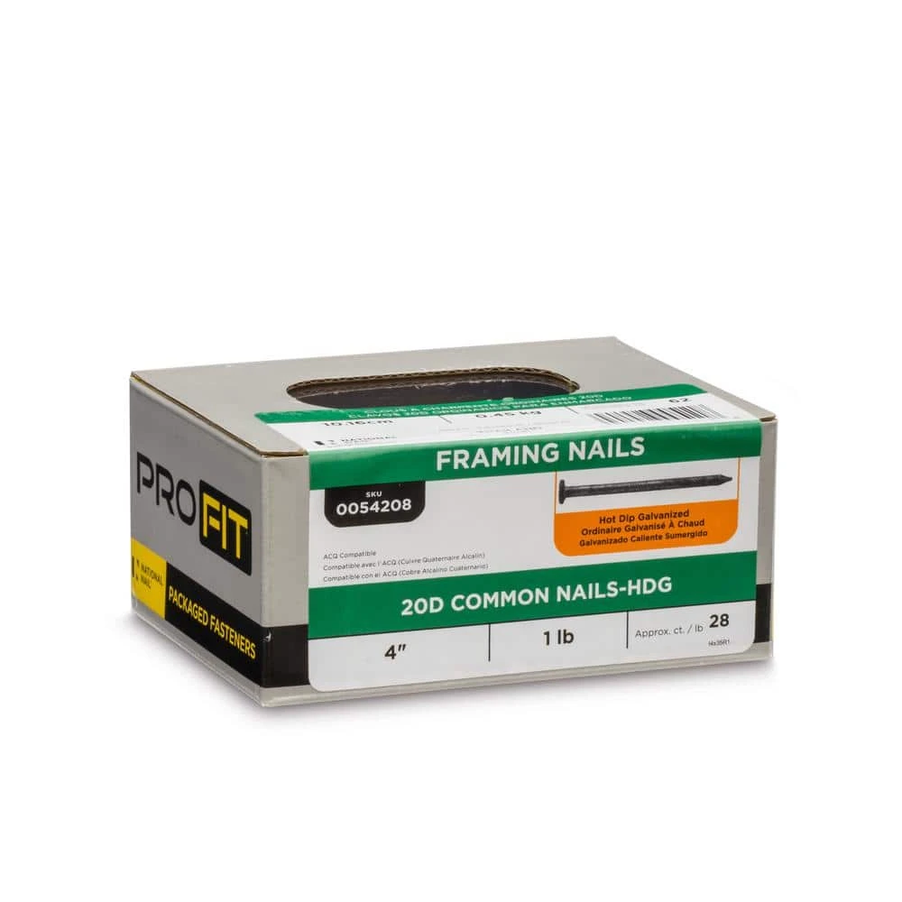 PRO-FIT 4 in. (20D) Hot Dipped Galvanized Smooth Common Nail 1 lb. (28-Count) 6 PRO-FIT 4 in. (20D) Hot Dipped Galvanized Smooth Common Nail 1 lb. (28-Count) - Image 4
