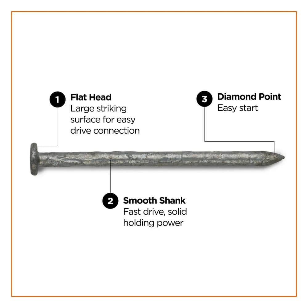PRO-FIT 4 in. (20D) Hot Dipped Galvanized Smooth Common Nail 1 lb. (28-Count) 5 PRO-FIT 4 in. (20D) Hot Dipped Galvanized Smooth Common Nail 1 lb. (28-Count) - Image 3