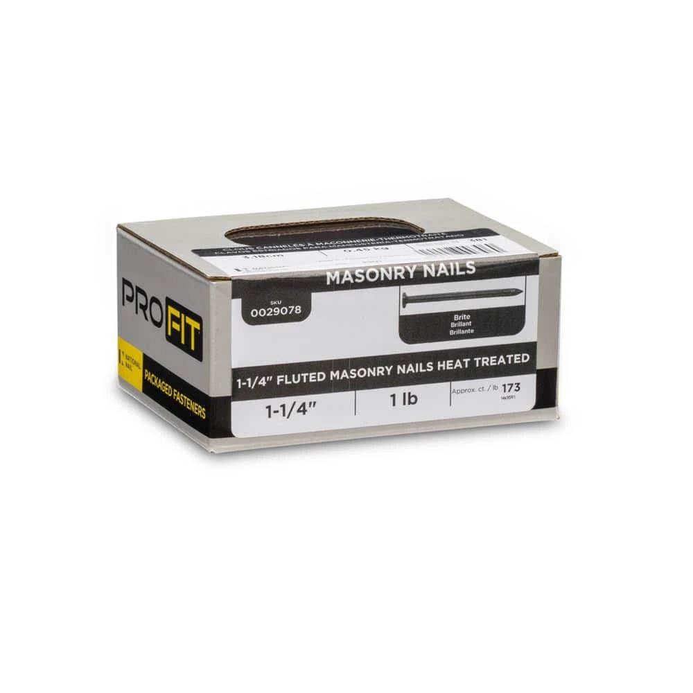 PRO-FIT 1-1/4 in. (3D) Brite Fluted Masonry Nail 1 lb. (173-Count) 6 PRO-FIT 1-1/4 in. (3D) Brite Fluted Masonry Nail 1 lb. (173-Count) - Image 4