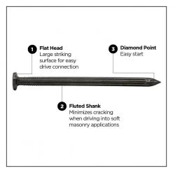PRO-FIT 2 in. (6D) Brite Fluted Masonry Nail 1 lb. (93-Count) -Biggie Sales pro fit framing nails 29138 4f 1000