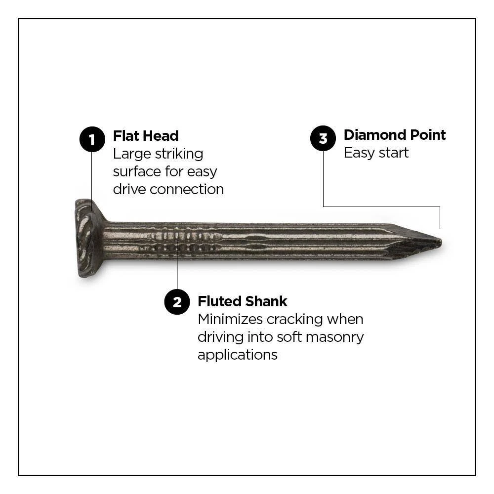 PRO-FIT 2-1/2 in. (8D) Brite Fluted Masonry Nail 1 lb. (73-Count) 5 PRO-FIT 2-1/2 in. (8D) Brite Fluted Masonry Nail 1 lb. (73-Count) - Image 3