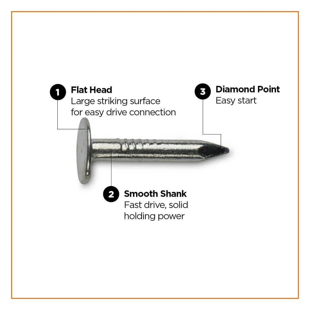 PRO-FIT 1-1/4 in. Electro-Galvanized Metal Roofing Nails (5 lbs./Box) 5 PRO-FIT 1-1/4 in. Electro-Galvanized Metal Roofing Nails (5 lbs./Box) - Image 3