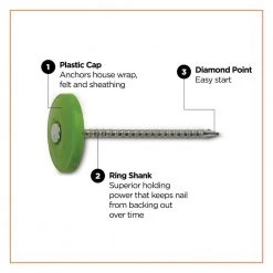 PRO-FIT 1 in. (2D) Electro Galvanized Ring Shank Nail with Plastic Cap (3000-Count) 10 PRO-FIT 1 in. (2D) Electro Galvanized Ring Shank Nail with Plastic Cap (3000-Count) -Biggie Sales pro fit roofing nails 135051 4f 1000