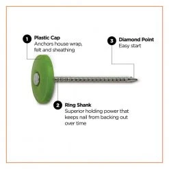 PRO-FIT 2 in. Electro Galvanized Ring Shank Nail with Plastic Cap (100-Count) 10 PRO-FIT 2 in. Electro Galvanized Ring Shank Nail with Plastic Cap (100-Count) -Biggie Sales pro fit roofing nails 135135 4f 1000