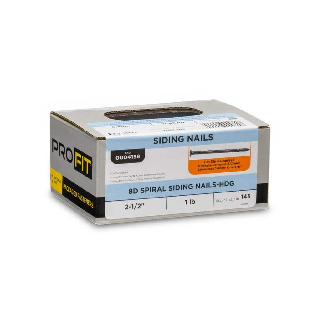 PRO-FIT 2-1/2 in. (8D) Hot Dipped Galvanized Spiral Siding Nail 1 lb. (145-Count) 6 PRO-FIT 2-1/2 in. (8D) Hot Dipped Galvanized Spiral Siding Nail 1 lb. (145-Count) - Image 4