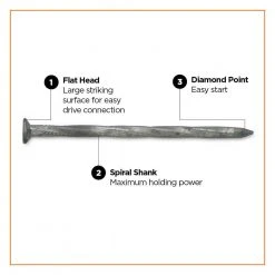 PRO-FIT 3-1/2 in. (16D) Hot Dipped Galvanized Spiral Deck Nail 5 lbs. (295-Count) 10 PRO-FIT 3-1/2 in. (16D) Hot Dipped Galvanized Spiral Deck Nail 5 lbs. (295-Count) -Biggie Sales pro fit specialty nails 10195 4f 1000