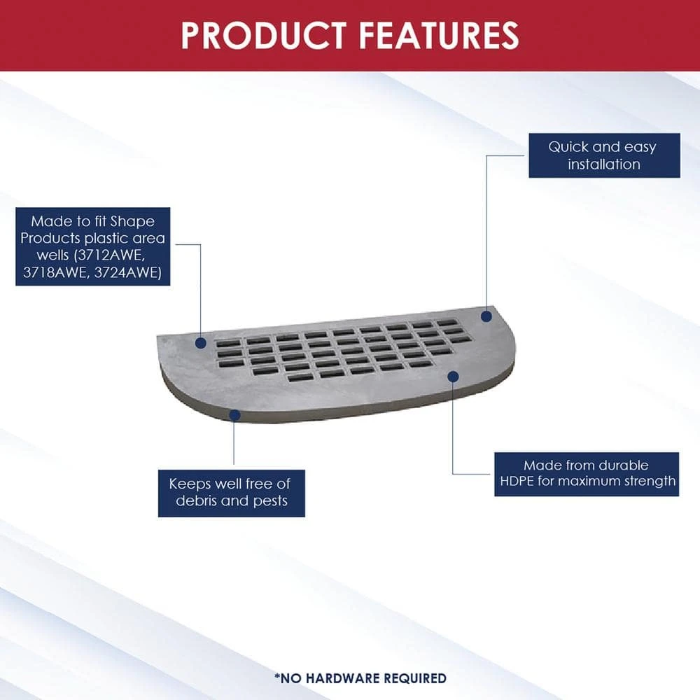 SHAPE PRODUCTS 39 in. W x 13 in. D x 1 in. H Heavy-Duty Straight Flat Grate Window Well Cover 6 SHAPE PRODUCTS 39 in. W x 13 in. D x 1 in. H Heavy-Duty Straight Flat Grate Window Well Cover - Image 4