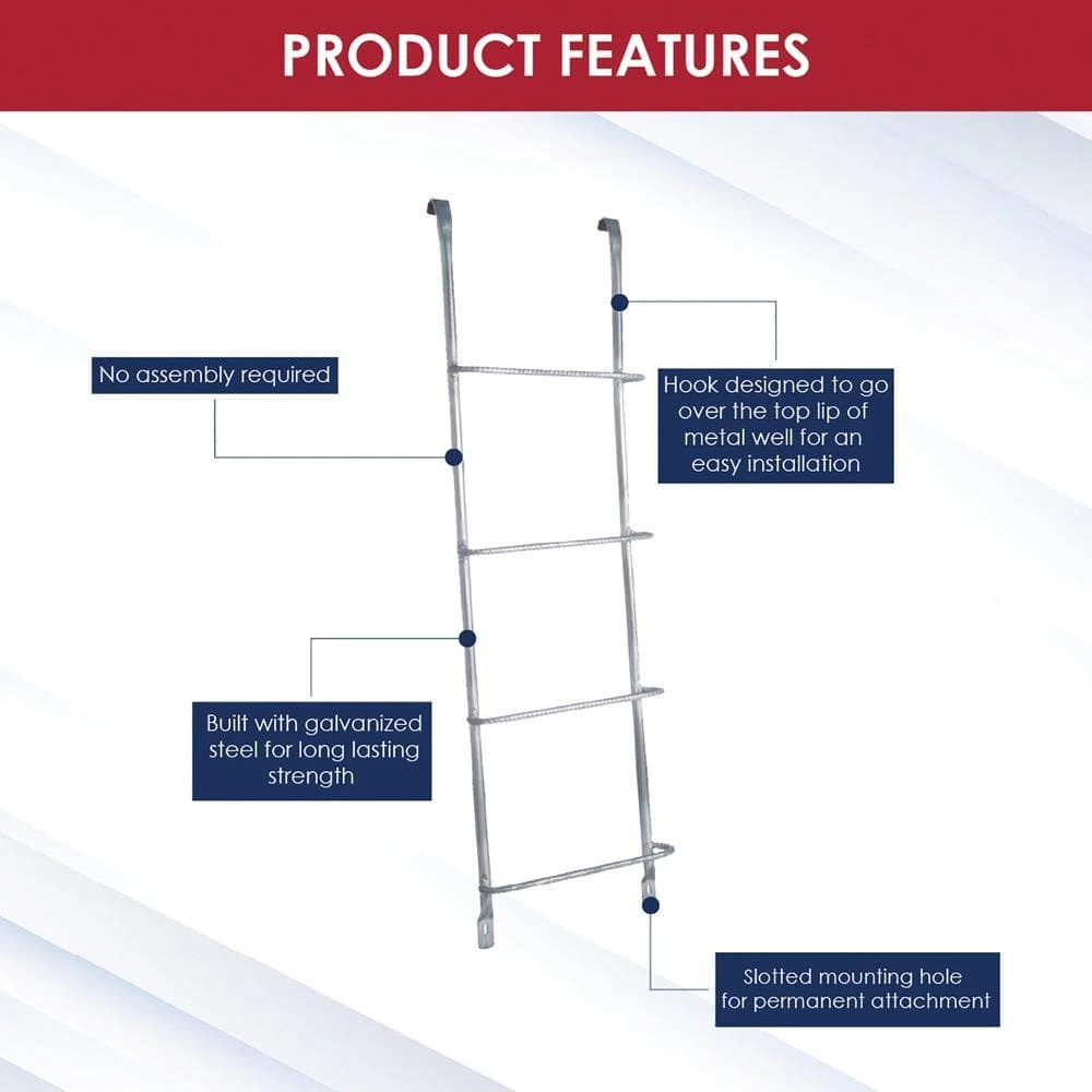 SHAPE PRODUCTS 4-Step Steel Window Well Escape Ladder 4 SHAPE PRODUCTS 4-Step Steel Window Well Escape Ladder - Image 2