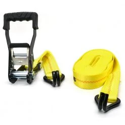 Husky 27 ft. x 2 in. Heavy-Duty Ratchet Tie-Down Strap with J Hook -Biggie Sales yellows golds husky ratchet straps fh0843 40 1000