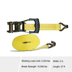 Husky 27 ft. x 2 in. Heavy-Duty Ratchet Tie-Down Strap with J Hook -Biggie Sales yellows golds husky ratchet straps fh0843 a0 1000